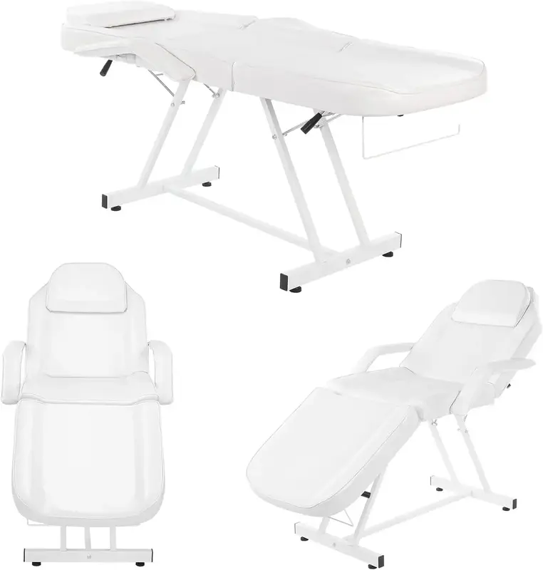 OmySalon Massage Salon Tattoo Chair Esthetician Bed with Hydraulic Stool,Multi-Purpose 3-Section Facial Bed Table, Adjustable Be