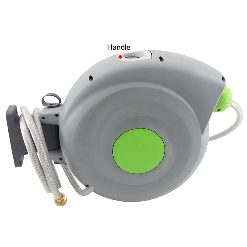 Wall Mounted Retractable Holder Any Length Lock Automatic Rewind Garden Water Hose Reel