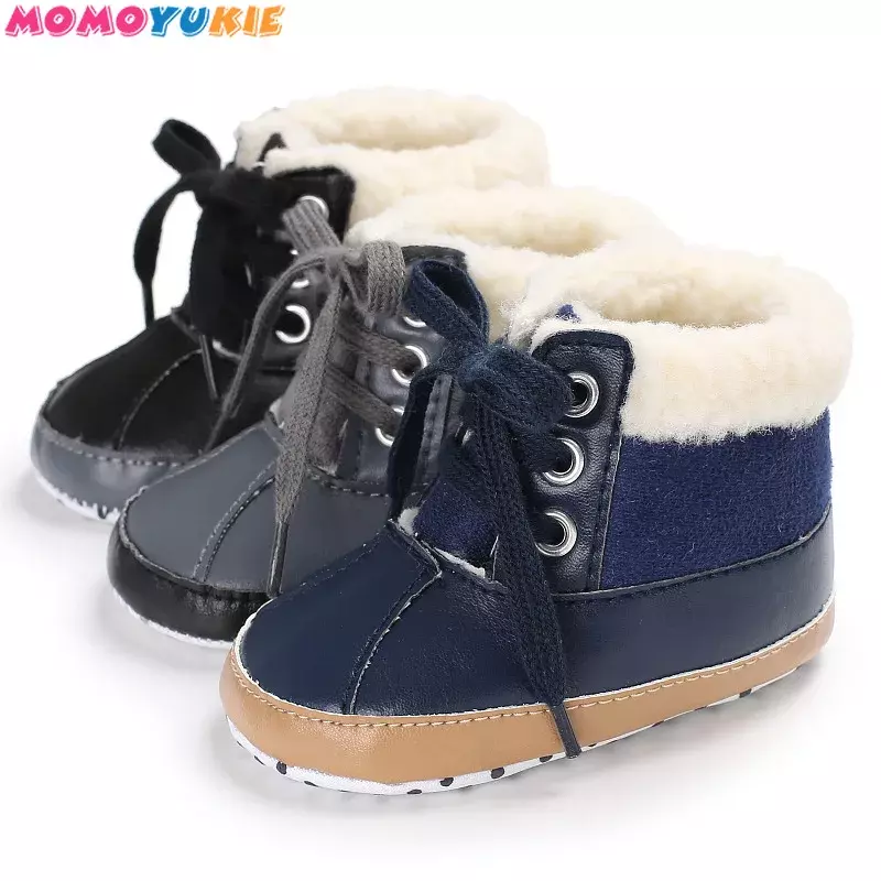 Botas de invierno para bebé, niño y niña, zapatos para primeros pasos, súper cálidos, con botones de madera para campo de nieve