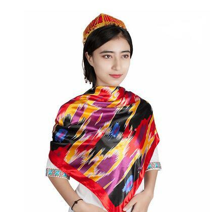Chinese Xinjiang Uygur Handkerchiefs 90*90cm Women Folk Scarf Adeles