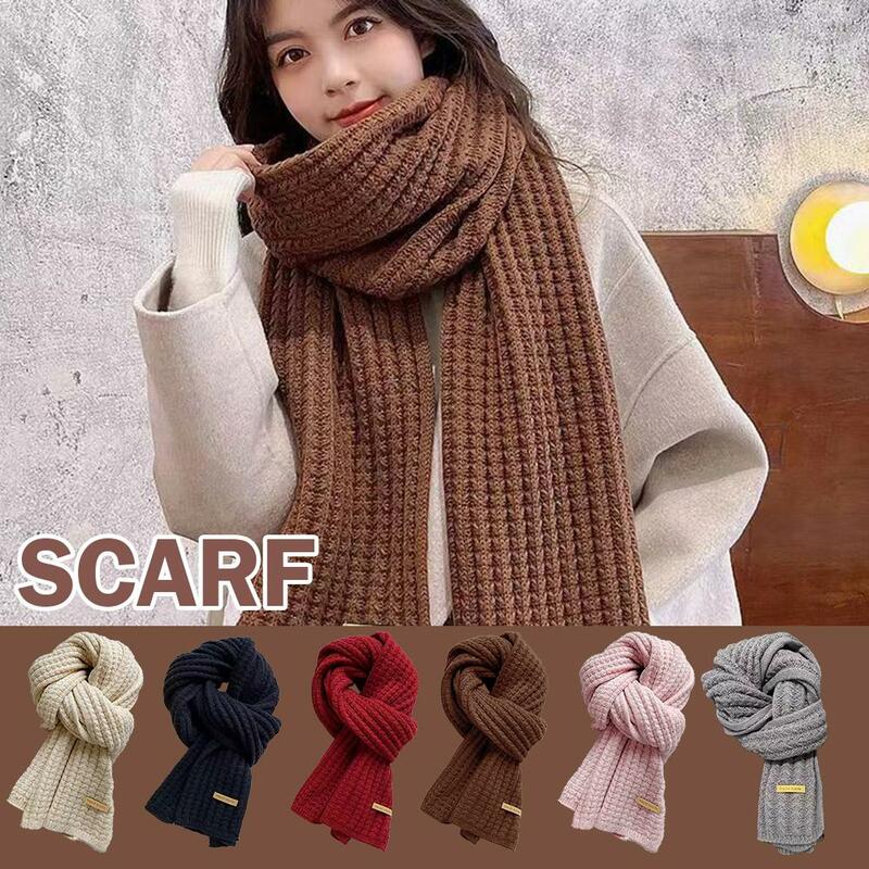 Winter Warm Knitted Scarf Solid Color Thickened Warm Men Outdoor Comfortable Scarf Vintage Gifts Christmas Ski Women Cyclin S5O2