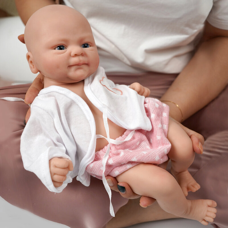 Muñeca realista de silicona de cuerpo completo para bebé, juguete de 14 pulgadas, suave, hecho a mano