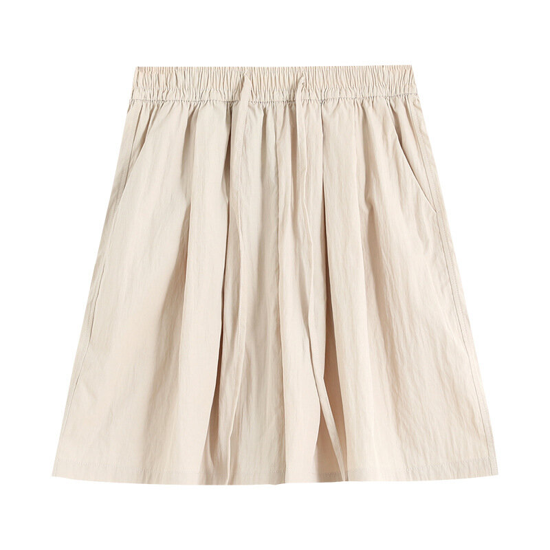 Summer Thin Ice Silk Culottes For Women, Loose Slimming Casual Shorts, High-waist Drapey Wide-leg Mid-pants Aurola Shorts