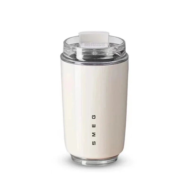 SMEG-termo de acero inoxidable con compartimento para café, taza de vidrio térmico con aislamiento, botella deportiva, termo de agua blanco
