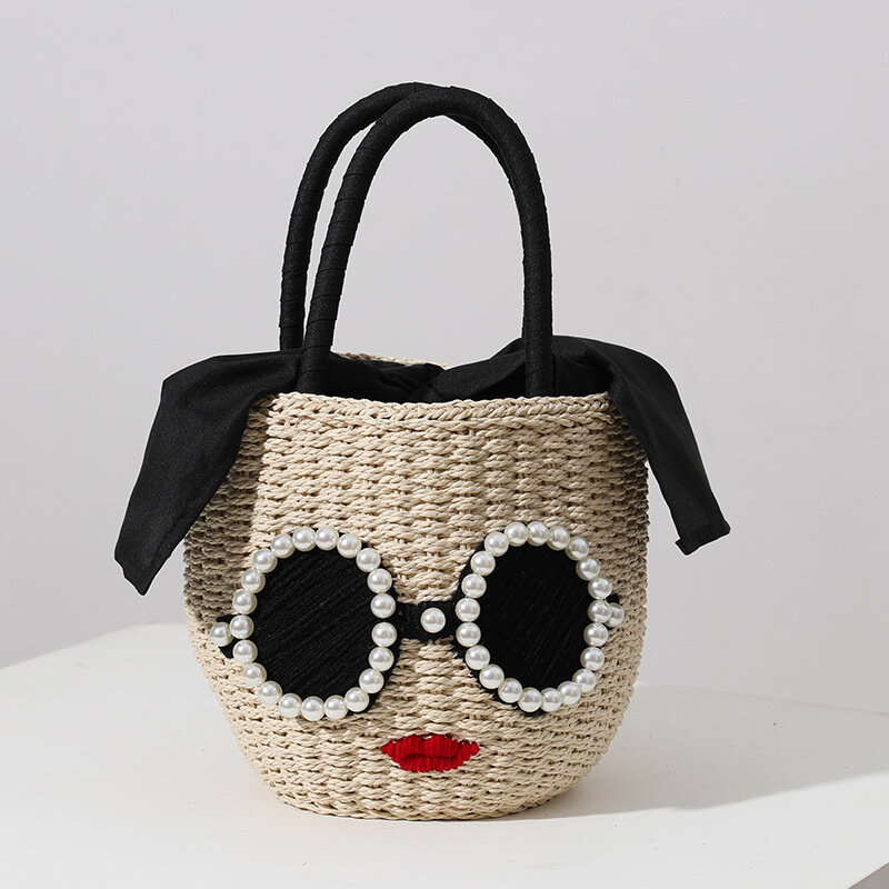 Женская соломенная сумочка из ротанга, японская плетеная Сумка-мешок из мультфильма, летняя Праздничная пляжная сумка-тоут, 2022