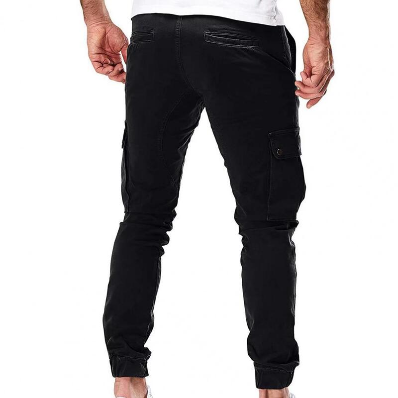 Men Work Trousers Versatile Men's Cargo Pants with Multiple Pockets Elastic Waistband Ankle Length Design for Comfort Style
