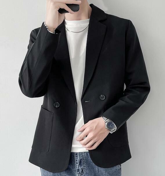 Jaqueta casual de algodão masculina, slim fit, terno de 2 botões, mangas compridas, casaco monocromático, vestido formal, 39.99 $, Novo