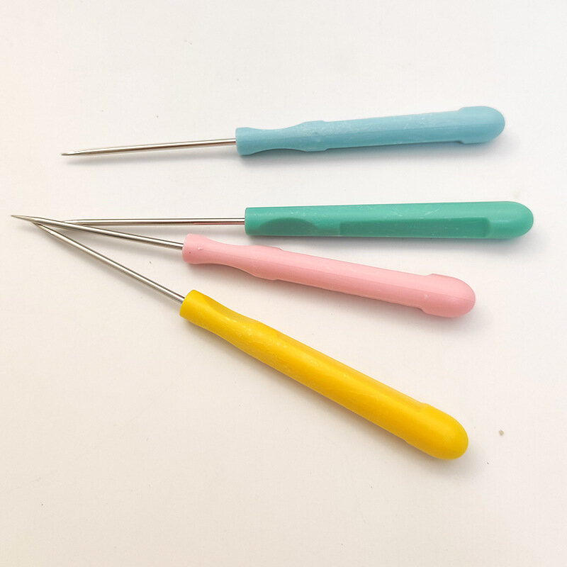 Punzón de costura con mango de plástico para bricolaje, herramientas de reparación de lona y cuero, punzón, Kit de punzón de costura a mano, 4/1 Uds.