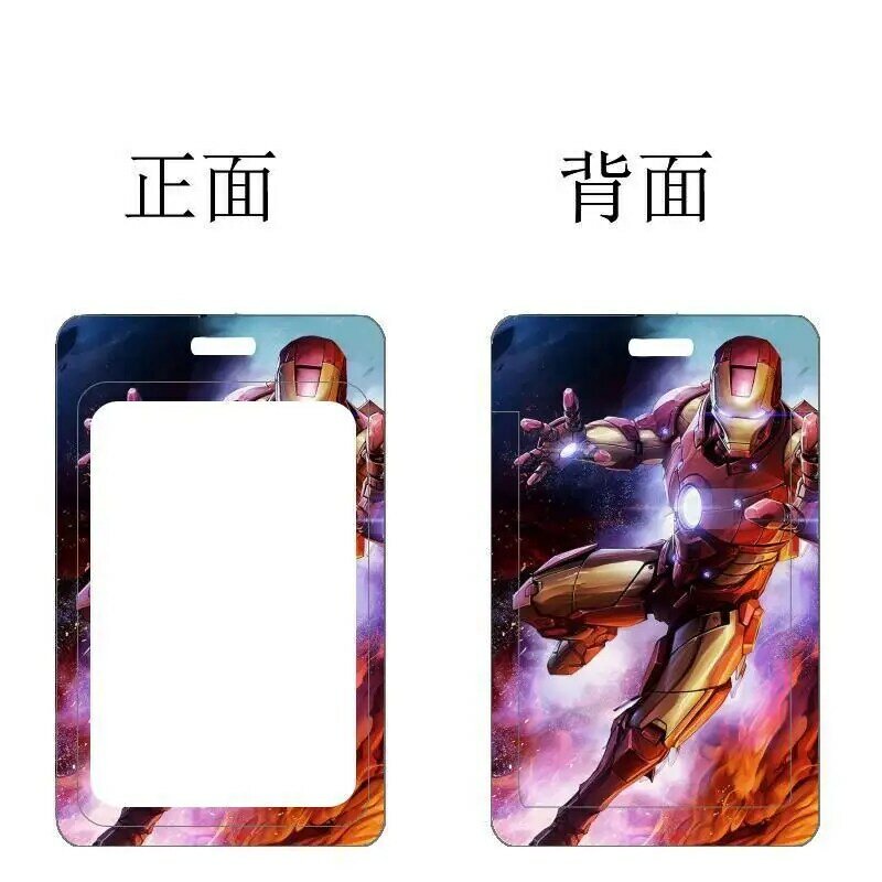 Marvel Classic Movie Iron Man PVC Card Holder Super Heroes Print Protective Case Anti-lost Lanyard ID Card Hanging Neck Bag Gift