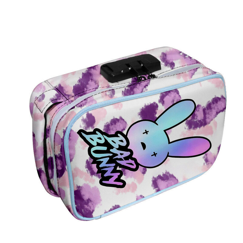 Bad Bunny-Oxford Waterproof Tobacco Bag, Bloqueio com senha, Carvão Ativado, Odor, Smoking Proof, Cigarette Handbag, 3D