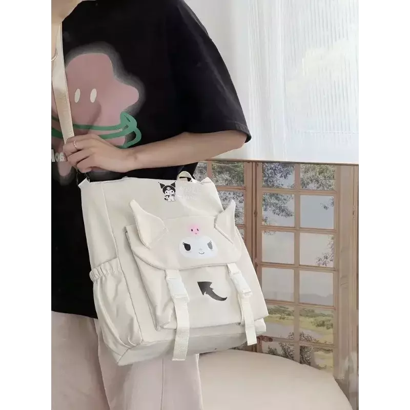 Sanrio мультяшная Милая Наплечная Сумка-тоут Kuromi через плечо сумка для учеников Старшей школы и колледжа Холщовая Сумка для классов TuitionBag waterprof