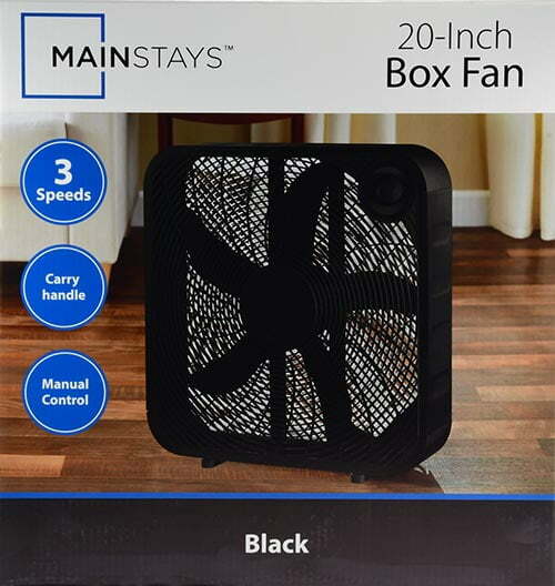 Mainstays 20" 3-Speed Portable Box Fan, FB50-16HB, New, Black