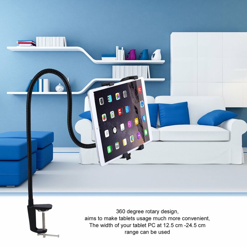 Soporte de escritorio y cama para iPad 2, 3, 4 Air, Mini tableta, brazo largo Universal, soporte perezoso para teléfono móvil, 360