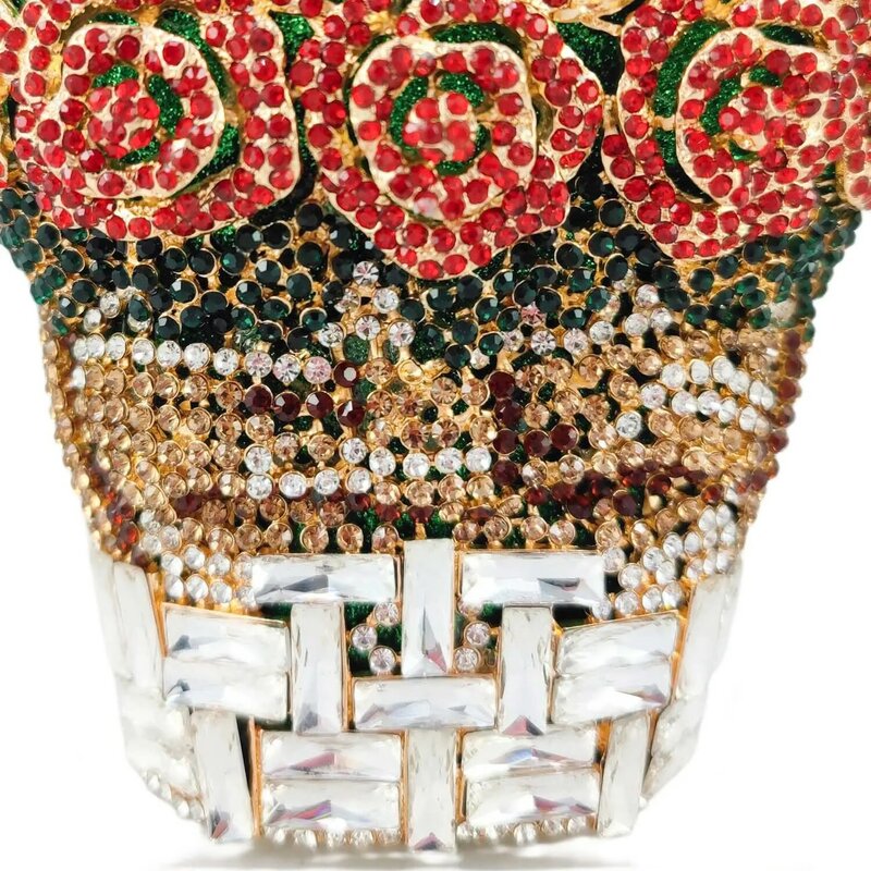 Boutique De FGG Crystal Clutch Bouquet di fiori borse da sera Party Dinner Bridal Floral Rhinestone Minaudiere Handbags