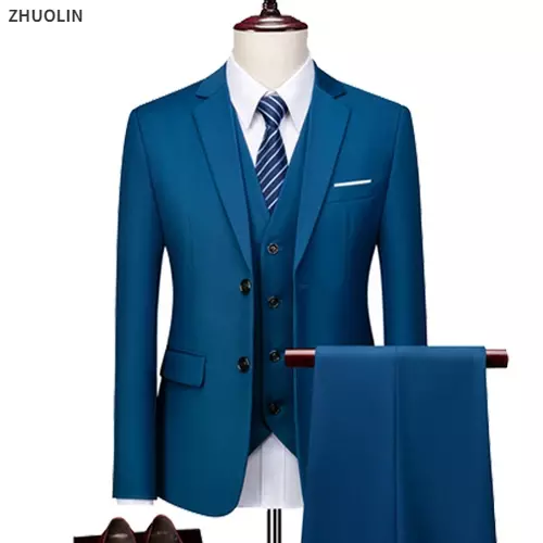 Мужские деловые костюмы из трех предметов, роскошные деловые костюмы из жилета и брюк, Длинные куртки 2022, бесплатная доставка