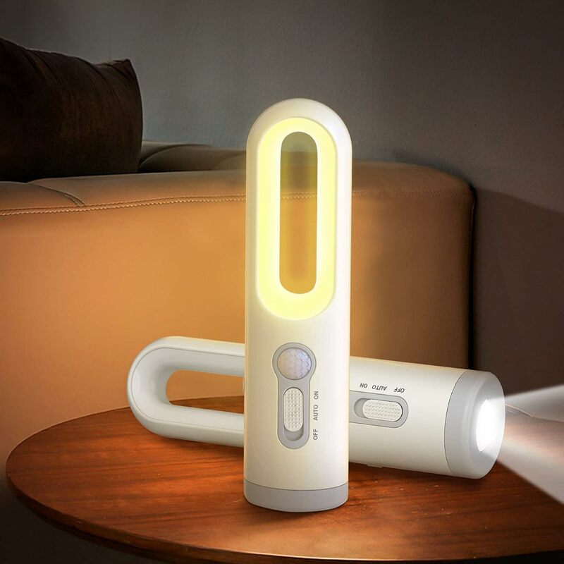 Portátil LED Motion Sensor Night Light, lanterna com crepúsculo para amanhecer, 2 em 1, quarto, banheiro, leitura, acampamento