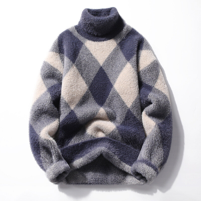 Suéteres cálidos de cuello alto para hombre, abrigo grueso informal, ropa de invierno