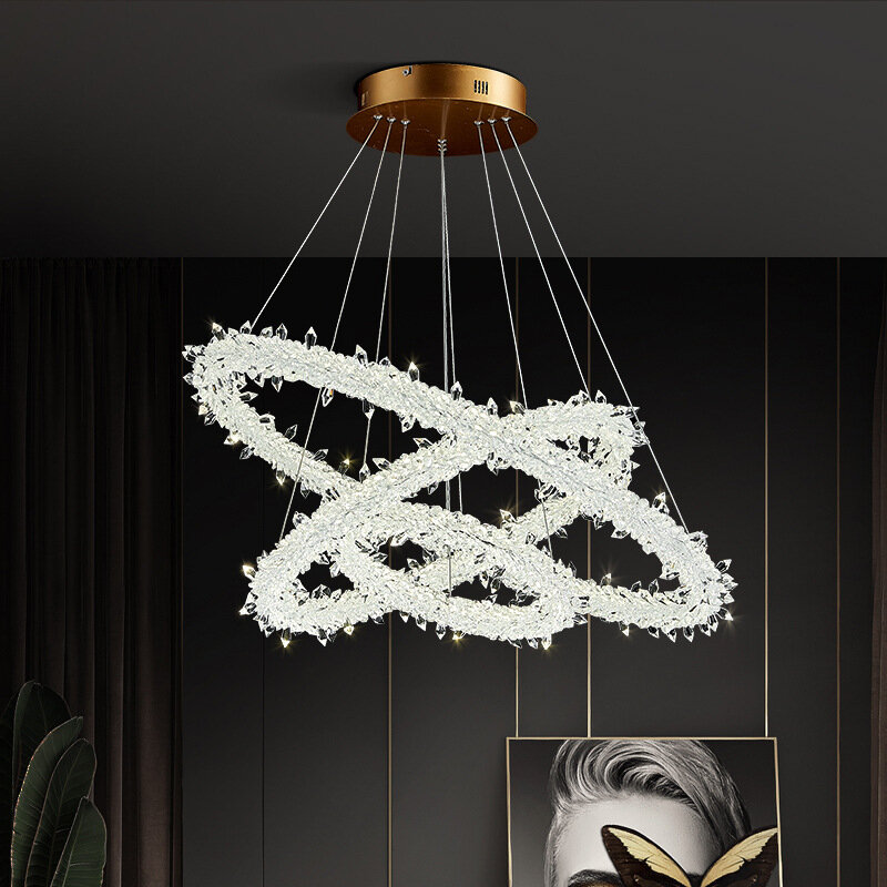 Lampadario di cristallo di lusso leggero postmoderno lampada da soggiorno circolare Nordic camera da letto principale Internet Celebrity Circle Firefly