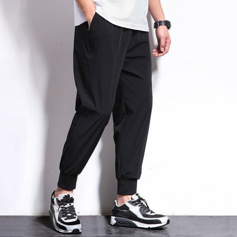 Pantalones deportivos coreanos para hombre, pantalones de chándal elásticos transpirables con cordón, pantalones de lápiz, ropa masculina
