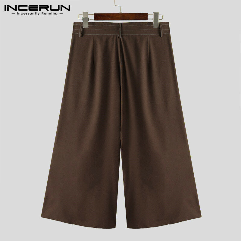 Брюки INCERUN мужские асимметричные, свободные Джоггеры в стиле пэчворк, повседневные брюки с широкими штанинами, уличная одежда, мода 2024, для отдыха