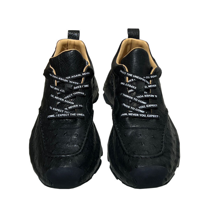 Sport in pelle di struzzo per Casual Versatile tendenza moda uomo resistente all'usura scarpe vulcanizzate da uomo nere scarpe da ginnastica da passeggio da uomo