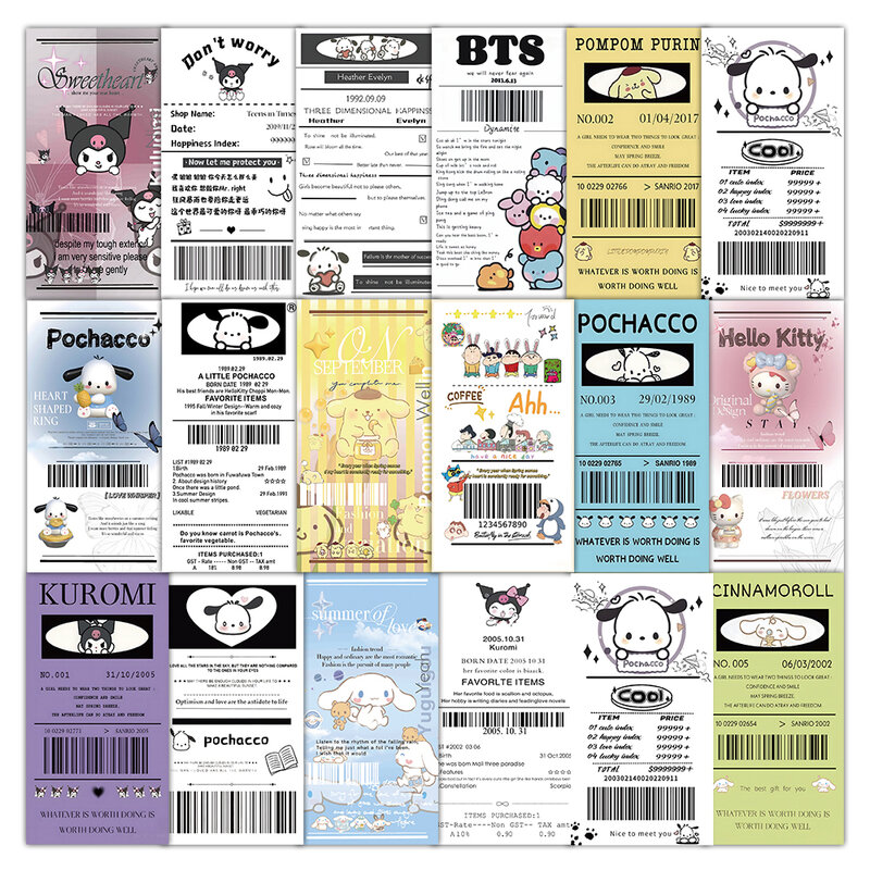 10/30/60 шт Милые наклейки для запечатывания этикеток Sanrio My Melody Kuromi Мультяшные наклейки для телефона, бутылки с водой, гитары, забавные наклейки с граффити