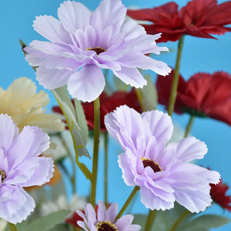 Flor Artificial de crisantemo de 6 cabezas para decoración de bodas, flores falsas, decoración del hogar