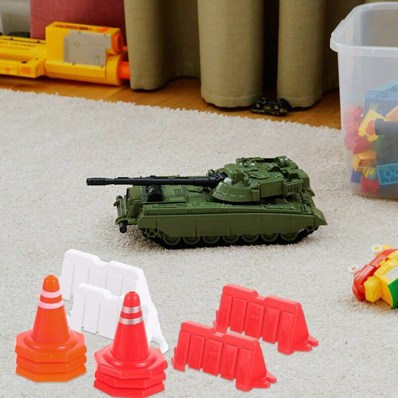 Mainan rambu jalan simulasi kerucut lalu lintas Mini Model pelatihan Roadblock konstruksi alat bantu mengajar taman kanak-kanak