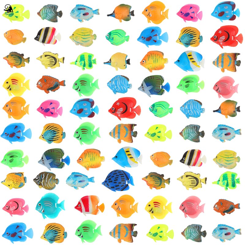 20 buah Set permainan tokoh ikan tropis dengan mainan ikan plastik ikan palsu kecil plastik beragam ikan mainan mandi bayi