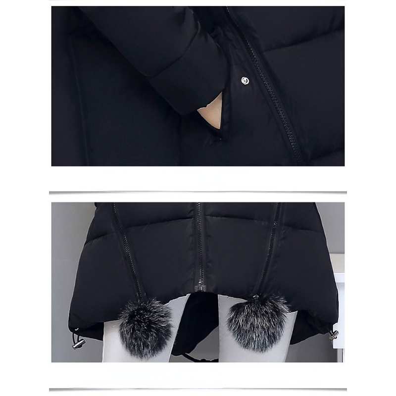 Casaco de algodão feminino de comprimento médio versão Parkas, Outwear solto, colarinho de pele artificial, casaco feminino, casaco de inverno, novo, 2023