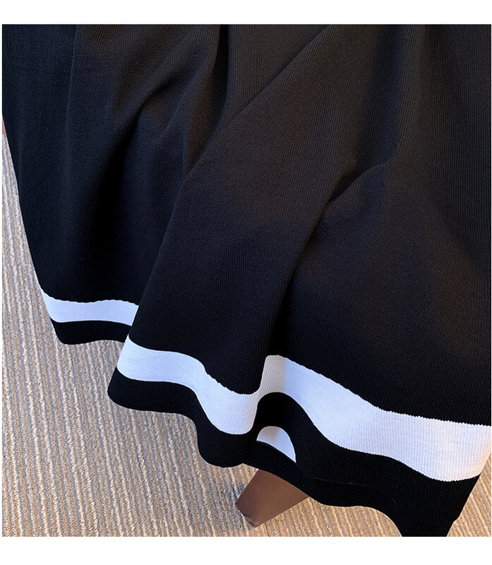 Kobiety Plus Size 2XL-7XL Dzianinowa sukienka z krótkim rękawem i dekoltem w szpic Eleganckie sukienki do kolan Kobieta 2024 Letni sweter Moda Odzież Szlafrok