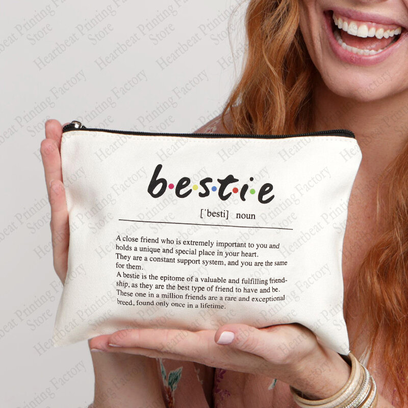 Bestie Print kosmetyczka najlepszy prezent dla kobiet kobiet podróżna szminka torba damska dziewczęca kosmetyczka bożonarodzeniowa prezent dla przyjaciela