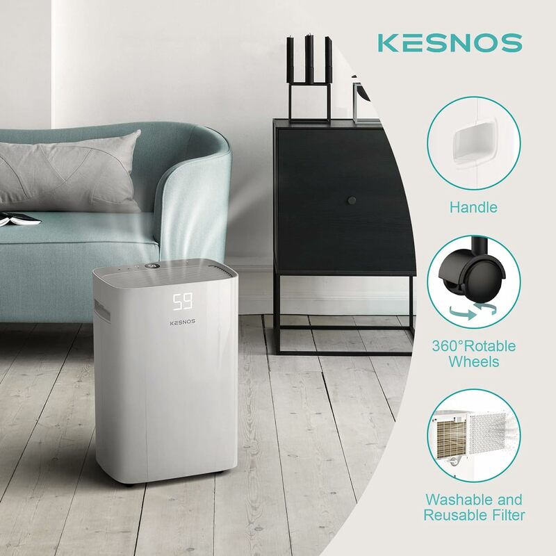Kesnos 5500 Sq. Ft Large Dehumidifier for Home with Drain Hose for Basements, Bedrooms, Bathrooms, Laundry Rooms