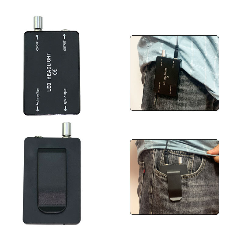 Farol Belt Clip tipo farol com filtro óptico, Lupas dentárias, Lupa médica de laboratório, Ampliação Binocular, 5W