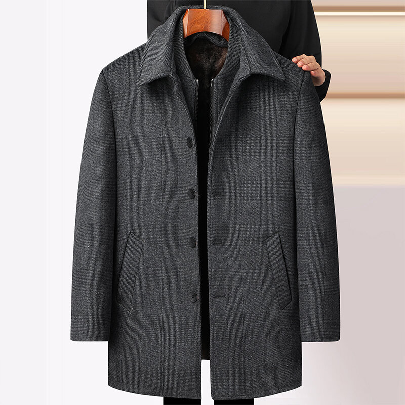 Trench coat de lã casual masculino, jaqueta formal, tamanho grande, moda inverno, novo, 2023