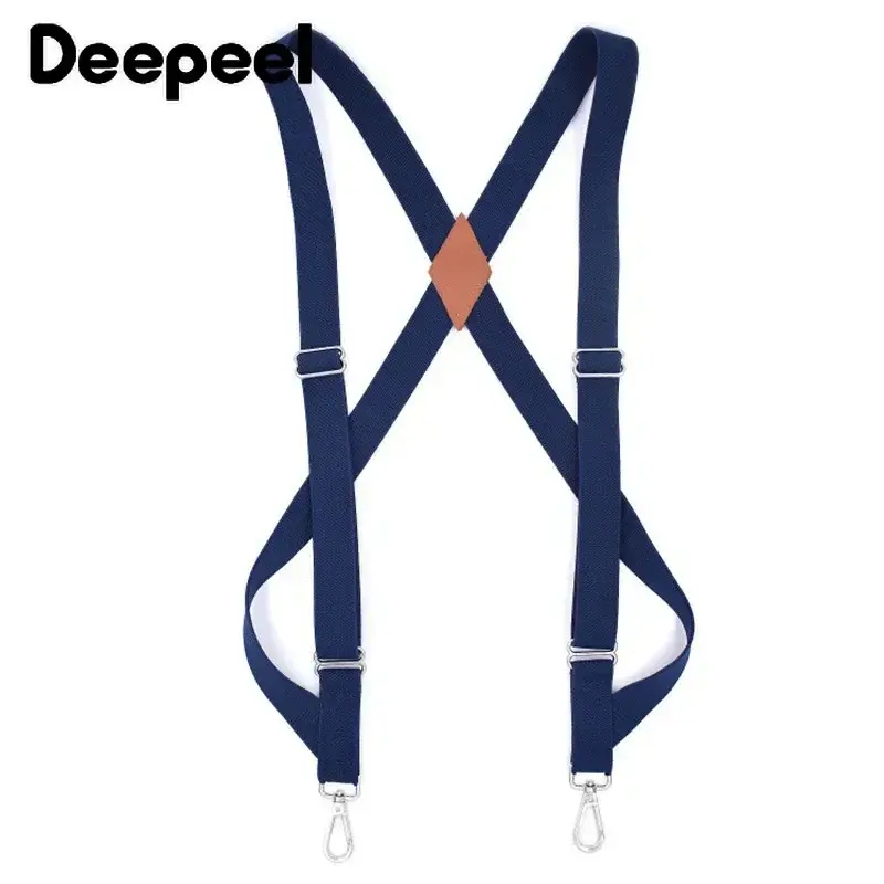 1Pc Deepeel 2.5*125cm Suspensórios largos elásticos dos homens ajustáveis 2 clipes cinta tipo X suspensórios decorativos masculino Jockstrap