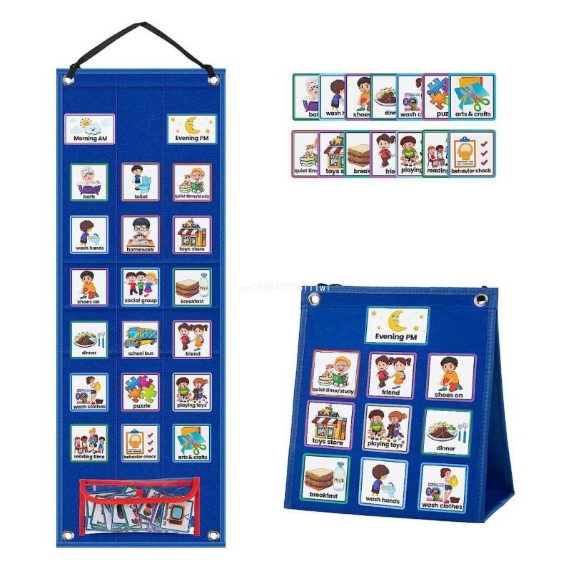 Daily Routine Chart with 70 Cards Responsibility Daily Schedule Board Schedule Pocket Chart Autism Learning Materials Dropship