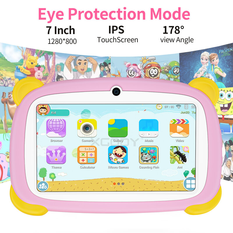Sauenaneo Tablet da 7 pollici Android 738 da 32GB per Tablet per bambini per bambini studio educativo Bluetooth WiFi con pellicola protettiva regalo