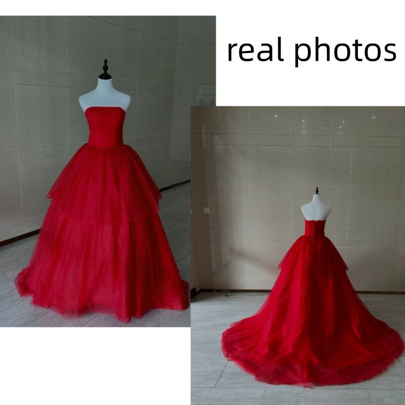 Классическое сексуальное платье для выпускного вечера без бретелек со шлейфом, винтажные красные платья без рукавов, простое модное платье, индивидуальный пошив