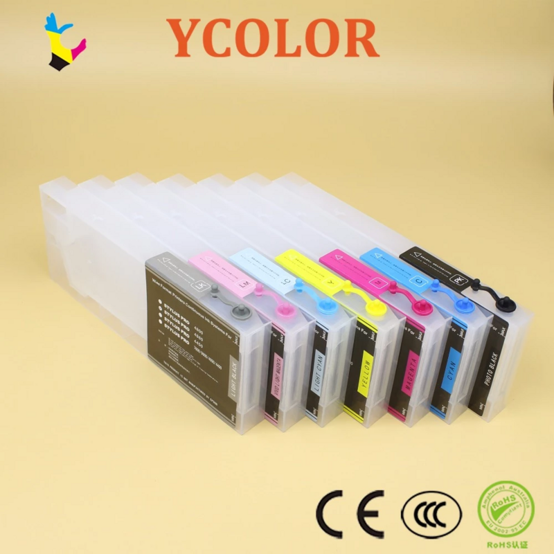 Cartucho reinicializável chip tinta recarregáveis 7 cores/conjunto para epson 7600 9600 impressora