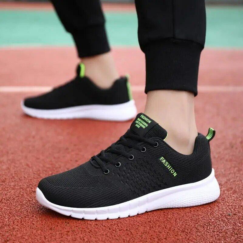 Black Men's Shoes Autumn Construction Site Work Boys Sneakers Breathable Mesh Leisure Labor Protection Daddy Tide Shoes