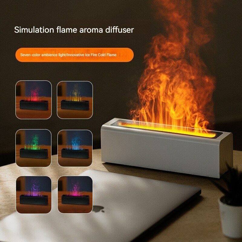 Difusor de llama de simulación de colores, difusor de humidificación de llama de oficina, difusor de enchufe USB