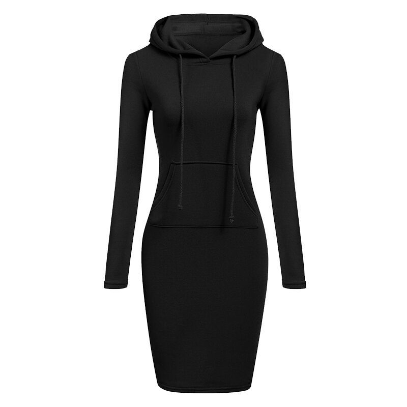 새로운 여성 패션 캐주얼 후드 드레스 여성 긴 소매 풀오버 스웨터 슬림 타입 높은 칼라 드레스 인기 운동복