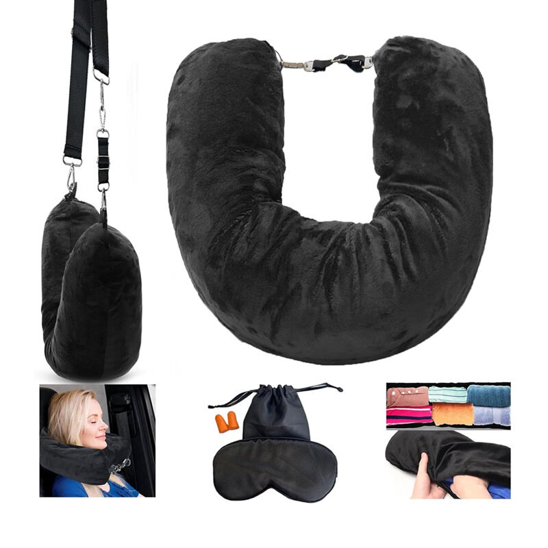 Travesseiro do pescoço do curso com almofada recarregável do apoio, portátil, auto-enchimento, curso, stuffable