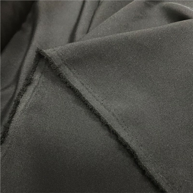 Poliéster liso Side-Stretching Tecido, Micro Elastic, pano inferior preto, Calças Moda Camisa, Medidor de Pé, 100d