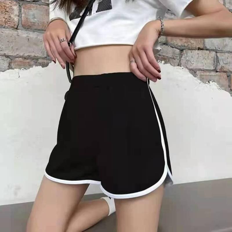 Letnie nowe szorty damskie sportowe i codzienne koreańskie wydanie podkładka do jogi z szerokimi nogawkami domowe spodnie do spania z kontrastowym kolorem krawędzi