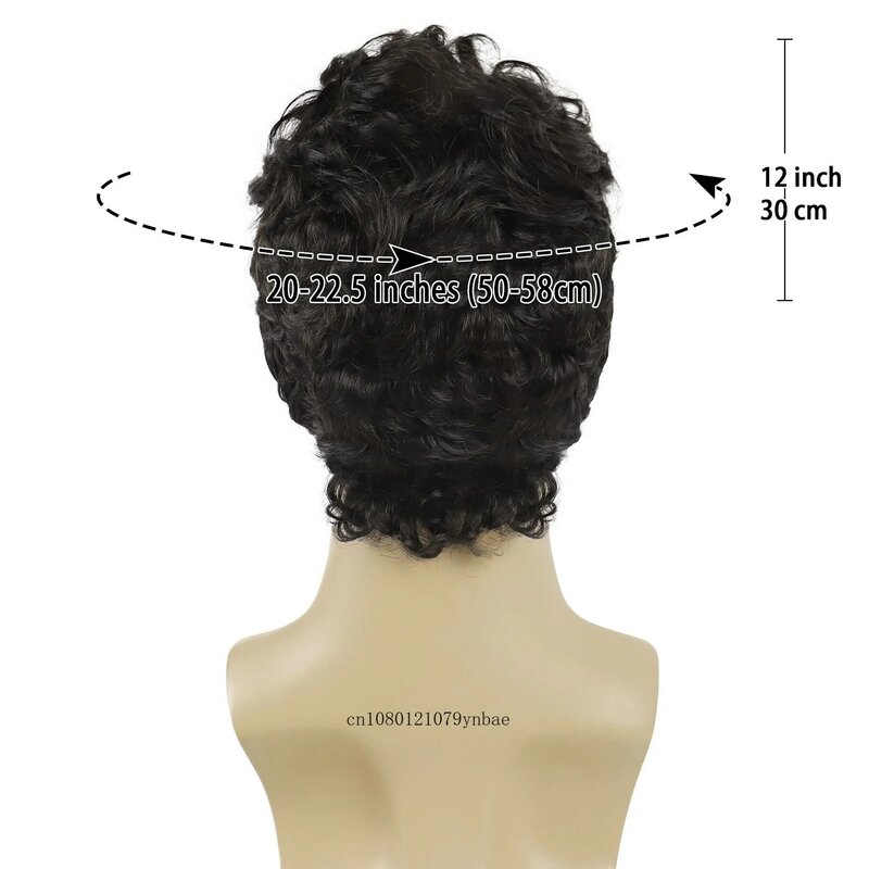 Synthetic Hair Black Wigs Short Curly Wig with Bangs for Men Male Layered Natural Heat Resistant Cosplay Halloween Daily Costume
