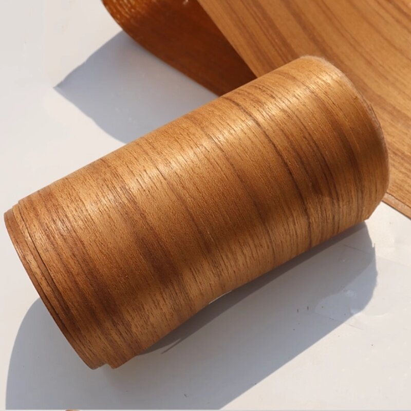 Chapa de madera de teca Natural de grano recto, ultrafina, L: 2,5 metros x 150x0,25mm (tela no tejida trasera)