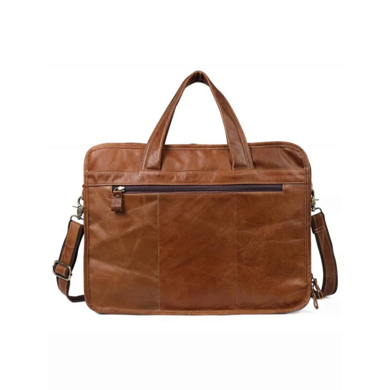 Teczka męska z prawdziwej skóry torebka podróżna o dużej pojemności na co dzień skóra bydlęca męska torba na ramię 15.6 "calowa torba na laptopa