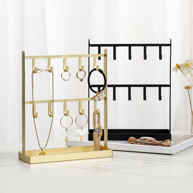 Metal Jewelry Exhibition Stand Multifunctional Jewelry Holder Earrings Necklace Bracelet Rings Display Stand Storage Shelf Rack